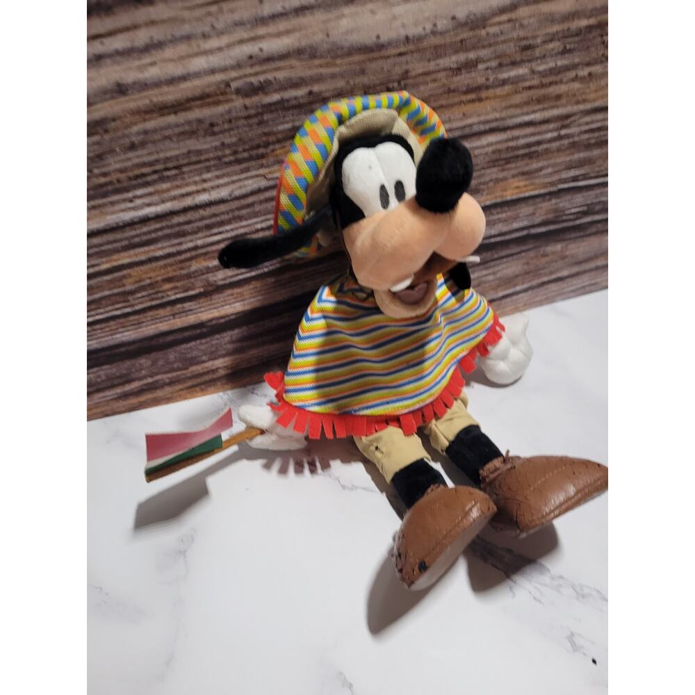 Disney Goofy plush Mexico outfit with flag Epcot around the world showcase